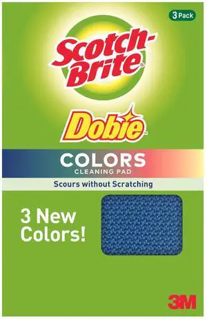 Scotch-Brite Dobie All Purpose Scrubbing Pads: Dobie Colors  / 3-pack / Assorted (Blue, Green, Red)