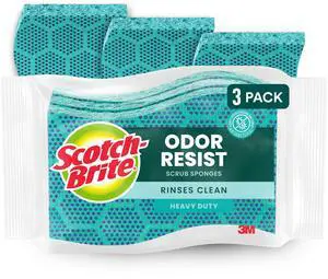 Scotch-Brite Odor Resist Heavy Duty Scrub Sponges: 3-pack (Teal)