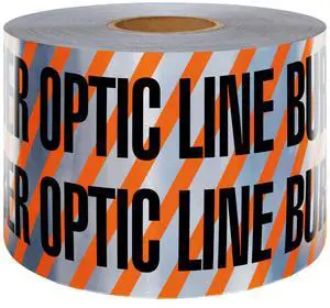 Presco U.S. Made Underground Detectable Tape: 6 in. x 1000 ft. (Orange with Black "CAUTION BURIED FIBER OPTIC LINE BELOW" printing)