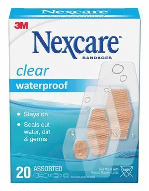 Nexcare Clear Waterproof Bandages: Assorted Sizes / 20-pack (Clear)