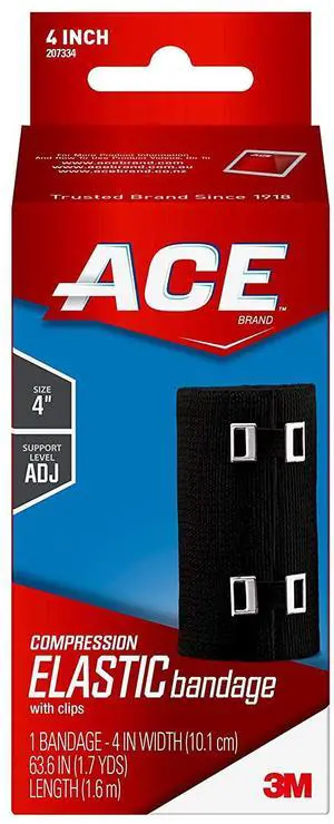 ACE Elastic Bandage with Clips: 4 in. width (Black)