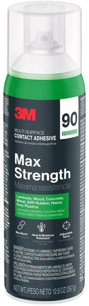 3M Max Strength Spray Contact Adhesive (90-NAT): 12.6 oz. (Clear)