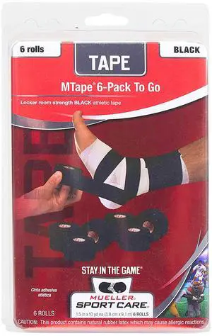 Mueller MTape Athletic Tape Pack: 1-1/2 in. x 30 ft. (Black) *6-pack