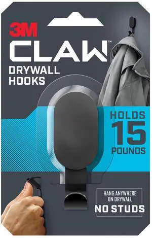 3M CLAW Drywall Hooks [15 lbs.]: 15 lb. / 1 hook (Black) *1 hook