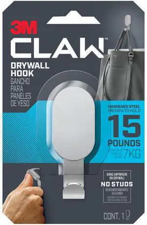 3M CLAW Drywall Hooks [15 lbs.]: 15 lb. / 1 hook (Silver) *1 hook