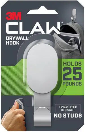 3M CLAW Drywall Hooks [25 lbs.]: 25 lb. / 1 hook (Silver) *1 hook