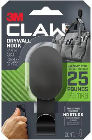 3M CLAW Drywall Hooks [25 lbs.]: 25 lb. / 1 hook (Black) *1 hook