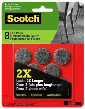 Scotch Heavy Duty Felt Pads: 1 in. / 8-pack (Grey)