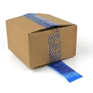 FindTape Tamper Evident Packaging Tape: 2 in. (48mm actual) x 55 yds. (Solid Blue with "OPENED VOID" message if removed)