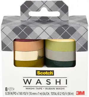Scotch Washi Tape [8-Pack]: 8-pack (Solid Earth Design)