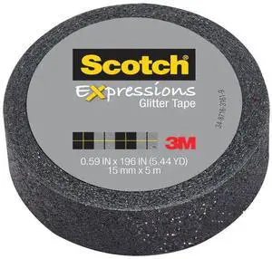 Scotch Expressions Glitter Tape: 0.59 in. x 196 in. (Black)