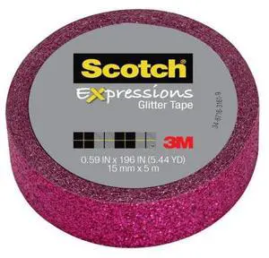 Scotch Expressions Glitter Tape: 0.59 in. x 196 in. (Hot Pink)