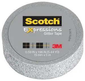 Scotch Expressions Glitter Tape: 0.59 in. x 196 in. (Silver)