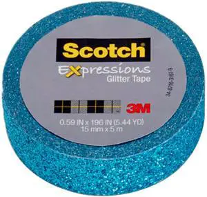 Scotch Expressions Glitter Tape: 0.59 in. x 196 in. (Teal Blue)
