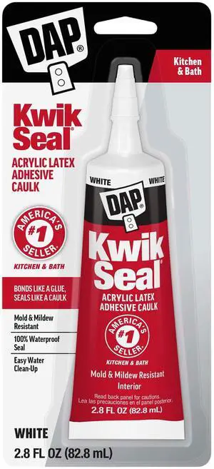 DAP KWIK SEAL Kitchen & Bath Adhesive Caulk: 2.8 fl. oz. tube (White)