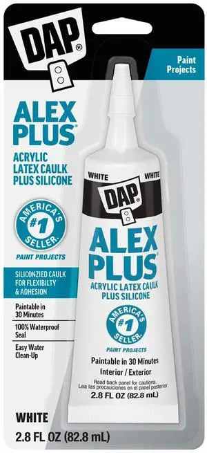 DAP ALEX PLUS All Purpose Acrylic Latex Caulk Plus Silicone: 2.8 fl oz. tube (White)