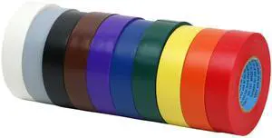 FindTape Wonder Professional Grade Electrical Tape Rainbow Pack [7 mils thick]: 3/4 in. x 66 ft. (Assorted Colors) *10-pack