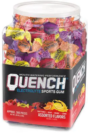Mueller Quench Chewing Gum Variety Tub: 300 pieces (Lemon, Fruit, Orange and Grape)