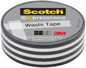 Scotch Expressions Washi Tape: 0.59 in. x 393 in. (Black Stripe)