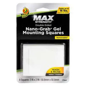 Duck Brand Max Strength Nano-Grab Gel Mounting Squares: 2 in. x 2 in. (Clear) *8-squares 288338 Duck Brand Max Strength Nano-Grab Gel Mounting Squares: 2 in. x 2 in. (Clear) *8-squares 288338