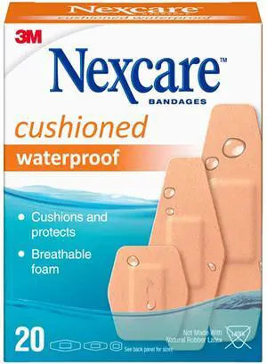 Nexcare Cushioned Waterproof: Assorted / 20-count (Tan) *20 count 527-20CB Nexcare Cushioned Waterproof: Assorted / 20-count (Tan) *20 count 527-20CB