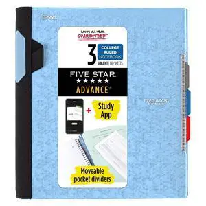 Five Star Advance 3-Subject Spiral Guard Notebook: 8-1/2 in. x 11 in. (Light Blue) Five Star Advance 3-Subject Spiral Guard Notebook: 8-1/2 in. x 11 in. (Light Blue)