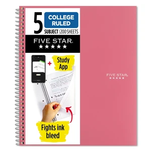 Five Star 5-Subject Spiral Notebook: 8 in. x 11-1/2 in. (Pink) Five Star 5-Subject Spiral Notebook: 8 in. x 11-1/2 in. (Pink)