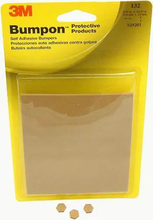 3M Bumpon Self-Adhesive Protectors [Hexagon]: 0.433 in. width x 1/8 in. thick (Light Brown) *132-pack