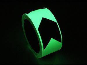 FindTape GLWDMT Glow in the Dark Directional Marking Tape 2 in x 33 ft Luminescent Lime Black Arrow