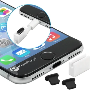 PortPlugs Anti Dust Plugs (2 Pack) Aluminum - Compatible with iPhone 11, X, XS, XR, 8, 7, 6 Plus, Max, Pro - Includes Plug Holders and Cleaning Brush (Black) PortPlugs Anti Dust Plugs (2 Pack) Aluminum - Compatible with iPhone 11, X, XS, XR, 8, 7, 6 Plus, Max, Pro - Includes Plug Holders and Cleaning Brush (Black)