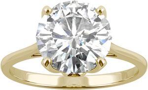 14K Yellow Gold Moissanite by Charles & Colvard 9mm Round Engagement Ring-size 7 2.70ct DEW