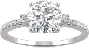 14K White Gold Moissanite by Charles & Colvard 7mm Round Engagement Ring-size 7, 1.31cttw DEW
