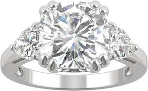 14K White Gold Moissanite by Charles & Colvard 9.5mm Cushion Engagement Ring-size 5 5.00cttw DEW
