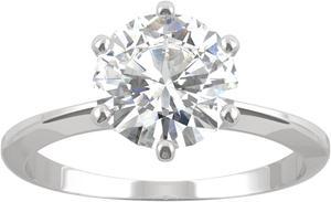 White Gold Moissanite by Charles & Colvard 8mm Round Solitaire Engagement Ring-size 6, 1.90ct DEW