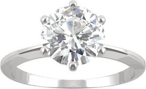 White Gold Moissanite by Charles & Colvard 8mm Round Solitaire Engagement Ring-size 9 1.90ct DEW