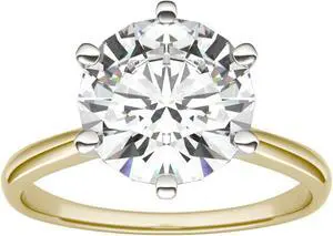 14K Yellow Gold Moissanite by Charles & Colvard 9.5mm Round Engagement Ring-size 5 3.10ct DEW