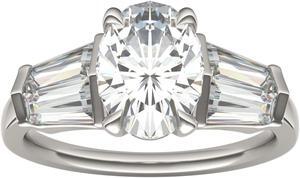 14K White Gold Moissanite by Charles & Colvard 9x7mm Oval Engagement Ring-size 5 3.26cttw DEW