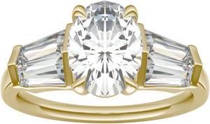 14K Yellow Gold Moissanite by Charles & Colvard 9x7mm Oval Engagement Ring-size 8, 3.26cttw DEW