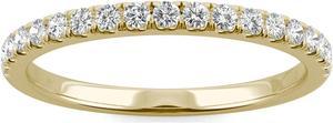 14K Yellow Gold Moissanite by Charles & Colvard 1.6mm Round Wedding Band-size 8, 0.33cttw DEW