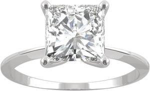 14K White Gold Moissanite by Charles & Colvard 7mm Princess Cut Engagement Ring-size 8, 1.92ct DEW