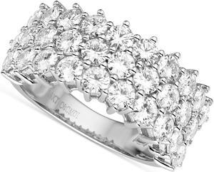White Gold 3.0mm Moissanite by Charles & Colvard Round Three-Row Band Size 7 3.00cttw DEW