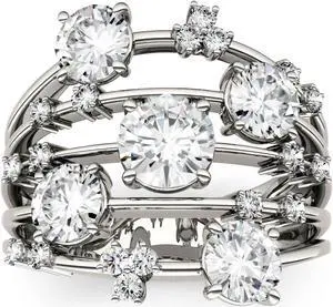 14K White Gold Moissanite by Charles & Colvard Fashion Galaxy Ring- size 6 3.15cttw DEW 14K White Gold Moissanite by Charles & Colvard Fashion Galaxy Ring- size 6 3.15cttw DEW