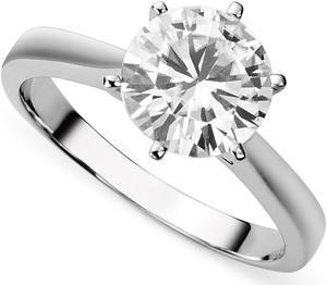 14K White Gold Moissanite by Charles & Colvard 9.5mm Round Engagement Ring-size 8 3.10ct DEW