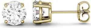 14K Yellow Gold Moissanite by Charles & Colvard 4.0mm Round Stud Earrings, 0.46cttw DEW