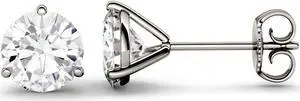 14K White Gold Moissanite by Charles & Colvard 5.0mm Round Stud Earrings, 1.00cttw DEW