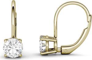 14K Yellow Gold Moissanite by Charles & Colvard 5.0mm Leverback Earrings, 1.00cttw DEW