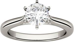 White Gold 6.5mm Moissanite by Charles & Colvard 6-Prong Solitaire Engagement Ring-size 7, 1ct DEW