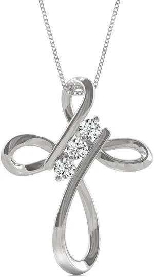 Sterling Silver Moissanite by Charles & Colvard 3mm Round Pendant Necklace 0.30cttw DEW