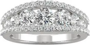 14K White Gold Moissanite by Charles & Colvard 4.5mm Round Fashion Ring-size 5 1.53cttw DEW