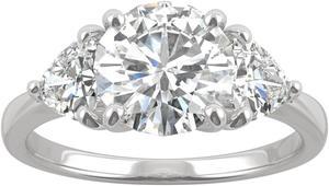 14K White Gold Moissanite by Charles & Colvard 8mm Round Engagement Ring-size 5, 2.70cttw DEW